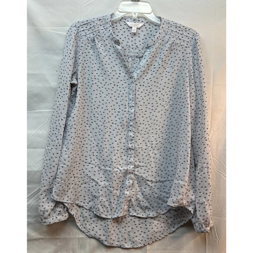 LC Lauren, Conrad Blouse Women’s Small Blue Pintuck Button Front Long Sleeve